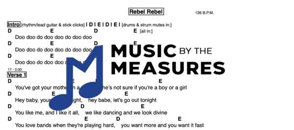 Lead Sheet for "Rebel Rebel" by David Bowie