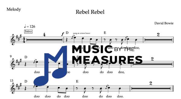 Melody Sheet Music for "Rebel Rebel" by David Bowie