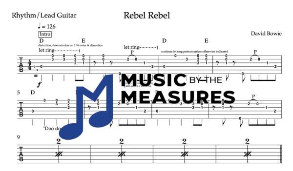 Lead Guitar Tablature for "Rebel Rebel" by David Bowie