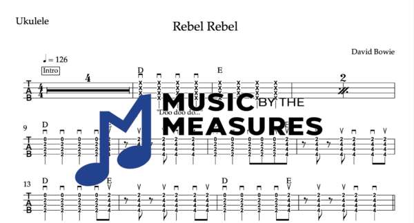 Ukulele Tablature for "Rebel Rebel" by David Bowie