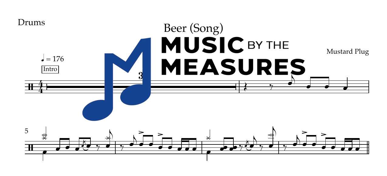 beer-song-mustard-plug-drums-sheet-music-preview Beer (Song) by Mustard Plug accurate drums sheet music transcription preview