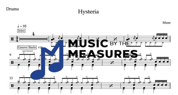 Drum Sheet Music for "Hysteria" by Muse