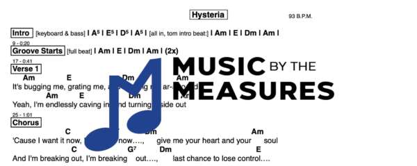 Lead Sheet for "Hysteria" by Muse