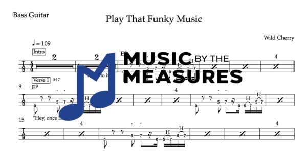 Bass Guitar Tablature for "Play That Funky Music" by Wild Cherry