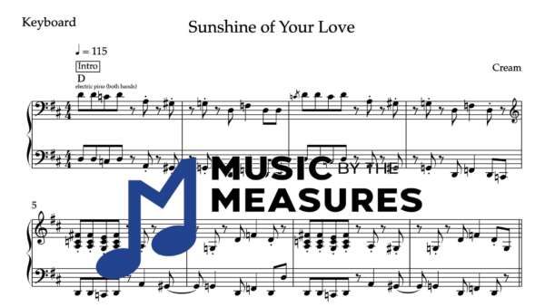 Keyboard Sheet Music for "Sunshine of Your Love" by Cream