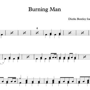 Drum Sheet Music for "Burning Man" by Dyer's Bentley 