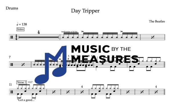 Drum Sheet Music for "Day Tripper" by The Beatles