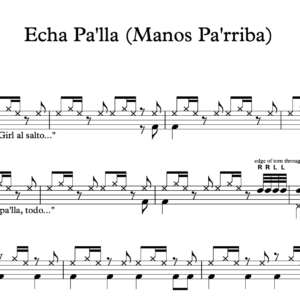 Drum Sheet Music for "Echa Pa'lla" by Pitbull