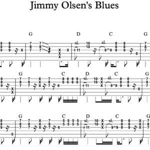 Lead Guitar Tablature for "Jimmy Olsen's Blues" by Spin Doctors