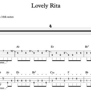 Bass Guitar Tablature for "Lovely Rita" by The Beatles