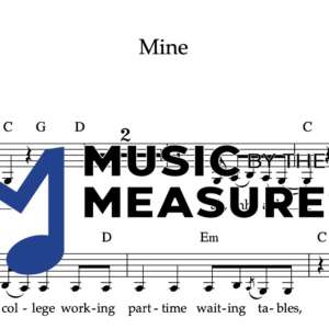Melody Sheet Music for "Mine" by Taylor Swift