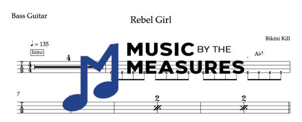 Bass Guitar Tablature for "Rebel Girl" by Bikini Kill