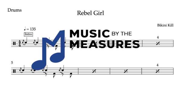 Drum Sheet Music for "Rebel Girl" by Bikini Kill