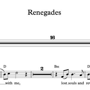 Melody Sheet Music for "Renegades" by X Ambassadors