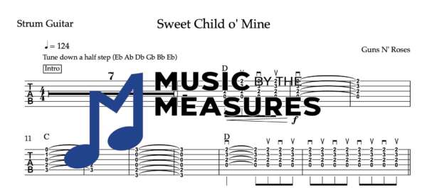 Strum Guitar Tablature for "Sweet Child o' Mine" by Guns N' Roses