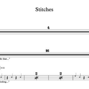 Drum Sheet Music for "Stitches" by Shawn Mendes