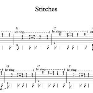 Lead Guitar Tablature for "Stitches" by Shawn Mendes