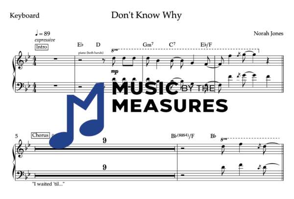 Keyboard Sheet Music for "Don't Know Why" by Norah Jones