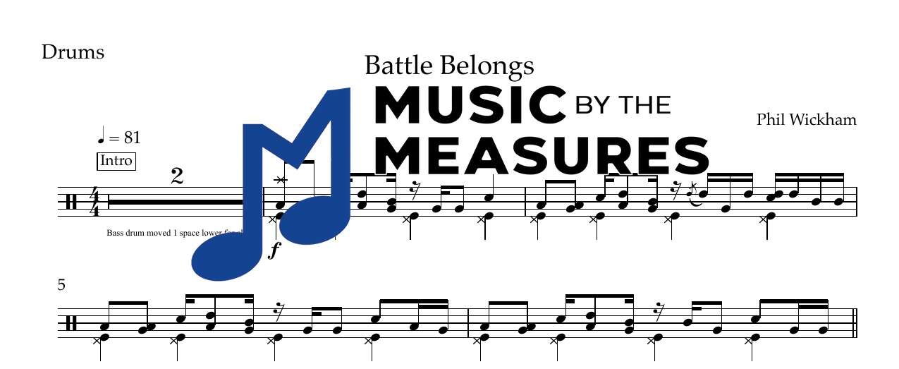 battle-belongs-phil-wickham-drums-sheet-music-preview Battle Belongs by Phil Wickham accurate drums sheet music transcription preview