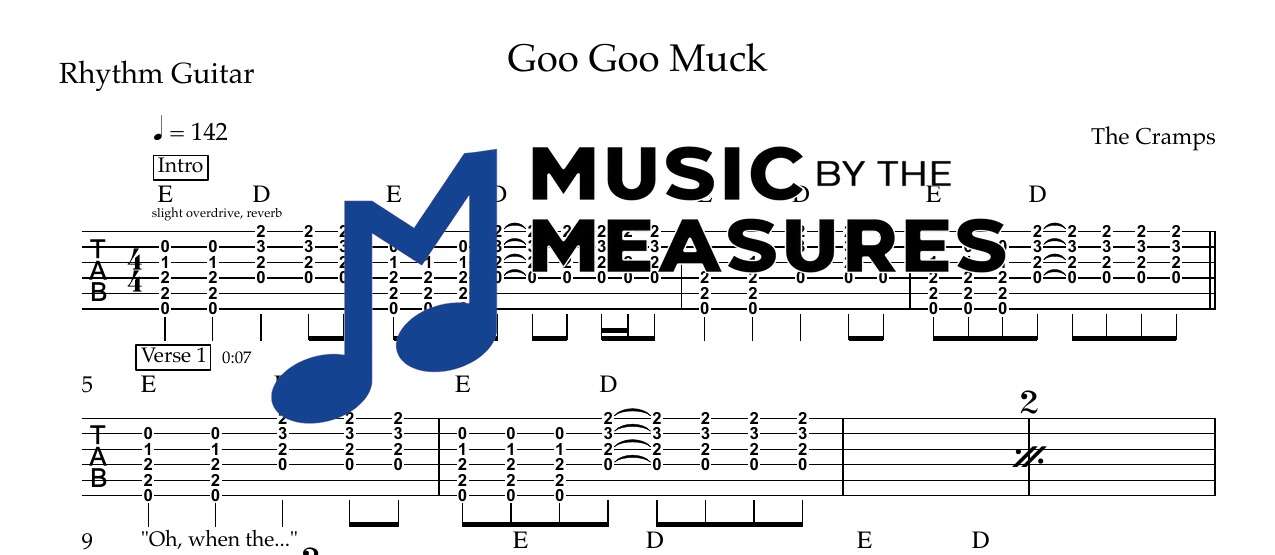 goo-goo-muck-the-cramps-rhythm-guitar-sheet-music-preview Goo Goo Muck by The Cramps accurate rhythm guitar sheet music transcription preview