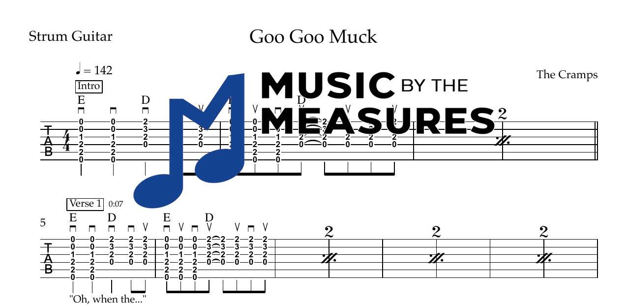 goo-goo-muck-the-cramps-strum-guitar-sheet-music-preview Goo Goo Muck by The Cramps accurate strum guitar sheet music arrangement preview