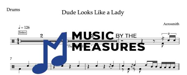 Drum Sheet Music for "Dude Looks Like a Lady" by Aerosmith 