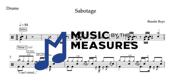 Drum Sheet Music for "Sabotage" by Beastie Boys