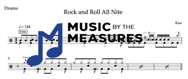 Drum Sheet Music for "Rock and Roll All Nite" by Kiss