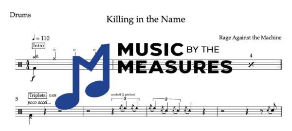 Drum Sheet Music for "Killing in the Name" by Rage Against the Machine