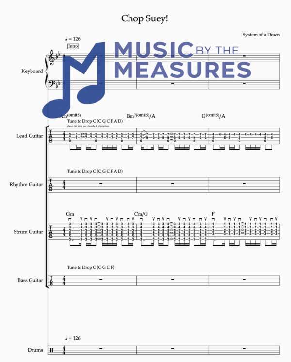 Full Band Sheet Music for "Chop Suey!" by System of a Down