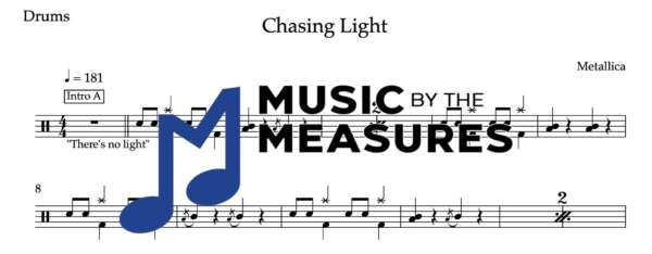 Drum Sheet Music for "Chasing Light" by Metallica