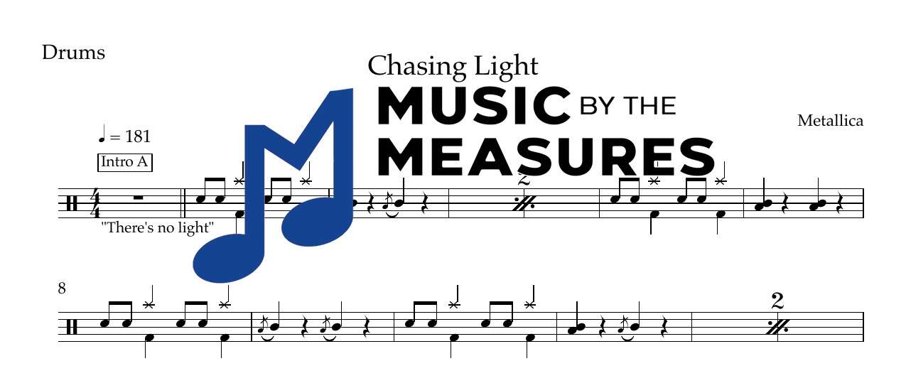 chasing-light-metallica-drums-sheet-music-preview Chasing Light by Metallica accurate drums sheet music transcription preview