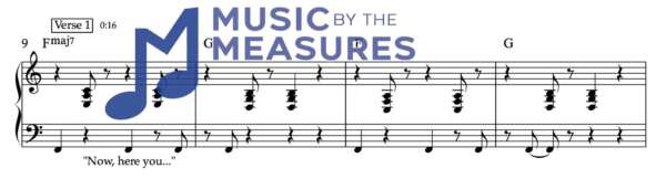 Dreams Fleetwood Mac piano sheet music with lyric cues, timing markers, and clear section headings