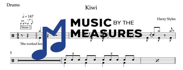 kiwi-harry-styles-drum-sheet-music-preview Kiwi by Harry Styles accurate drum sheet music transcription preview