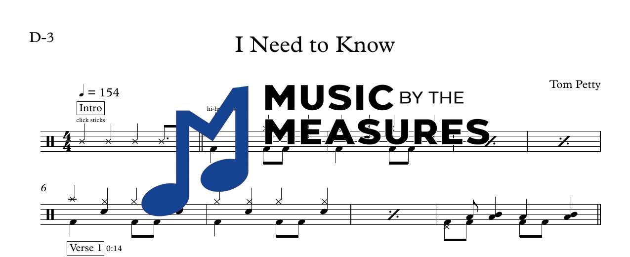 i-need-to-know-tom-petty-drums-sheet-music-preview I Need to Know drums sheet music preview – Tom Petty accurate transcription