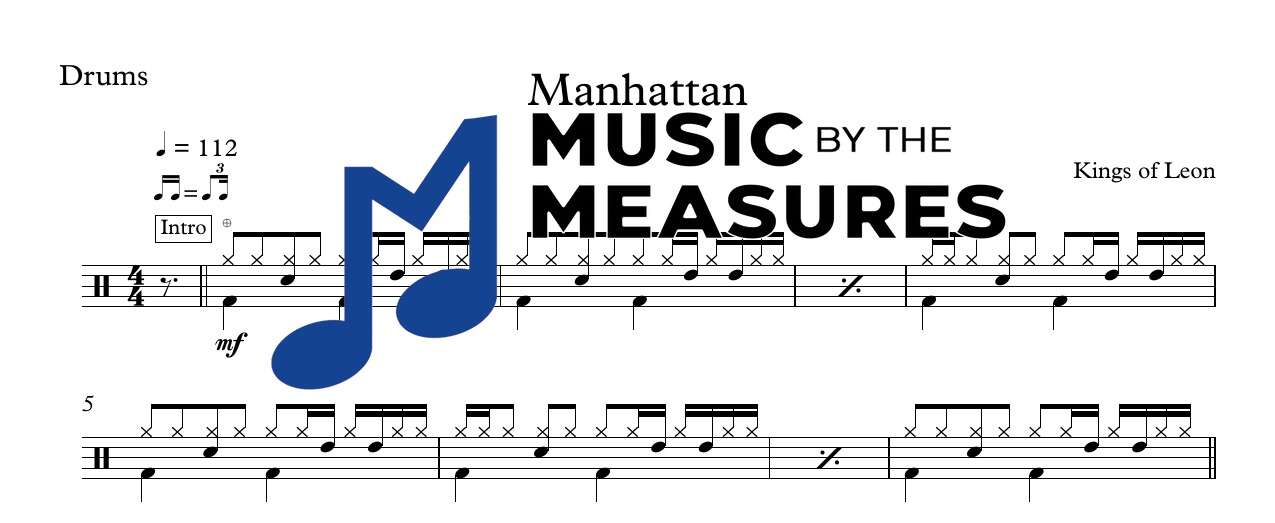 manhattan-kings-of-leon-drums-sheet-music-preview Manhattan by Kings of Leon accurate drums sheet music transcription preview