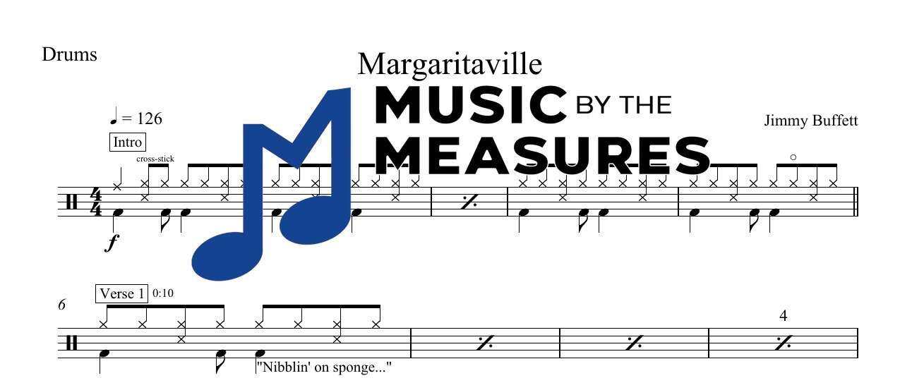margaritaville-jimmy-buffett-drums-sheet-music-preview Margaritaville by Jimmy Buffett accurate drums sheet music transcription preview