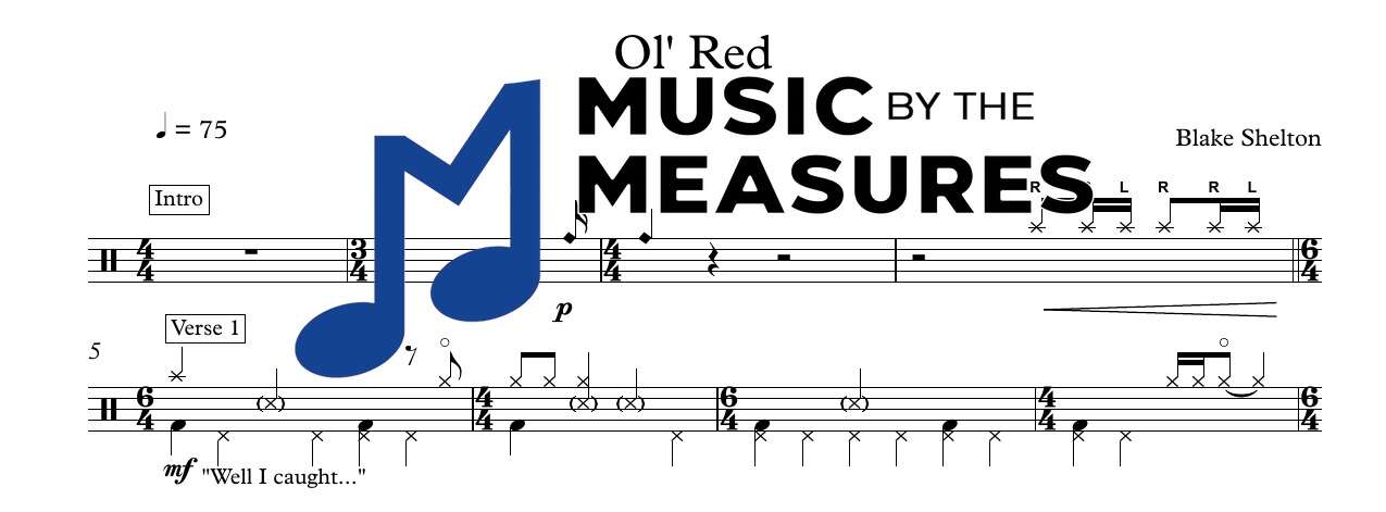 ol-red-blake-shelton-drums-sheet-music-preview Ol' Red by Blake Shelton accurate drums sheet music transcription preview