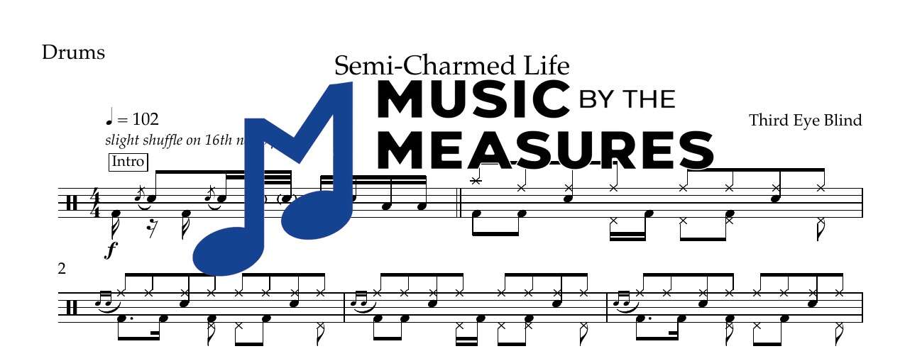 semi-charmed-life-third-eye-blind-drums-sheet-music-preview Semi-Charmed Life by Third Eye Blind accurate drums sheet music transcription preview