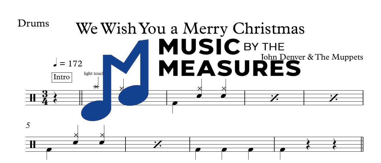 we-wish-you-a-merry-christmas-john-denver-drums-sheet-music-preview We Wish You a Merry Christmas by John Denver accurate drums sheet music transcription preview